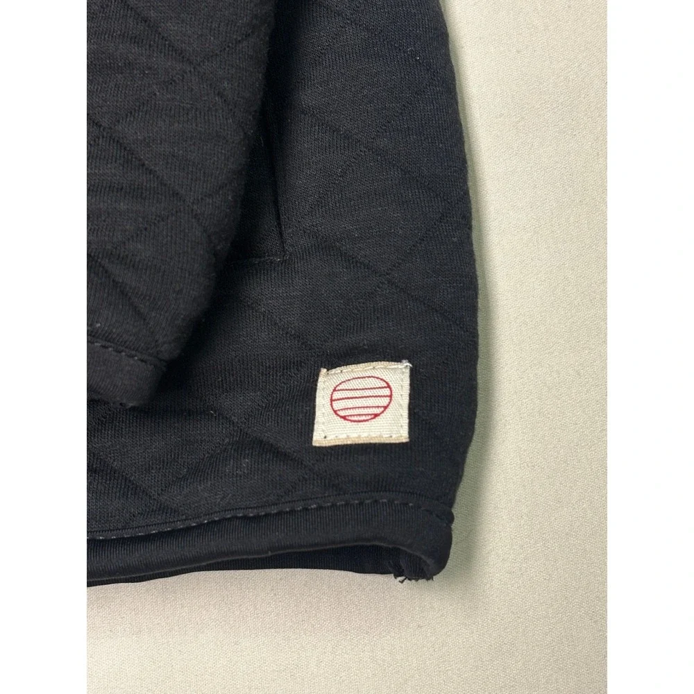 Marine Layer Mens‎ Small Quilted Quarter Zip Pullover Black Rumpus Dog Cat Logo